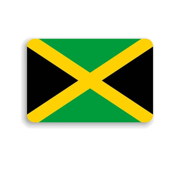 Jamaica Zászló Lapos Vektoros Téglalap Lekerekített Sarkokkal Levetett Árnyékkal — Stock Vector