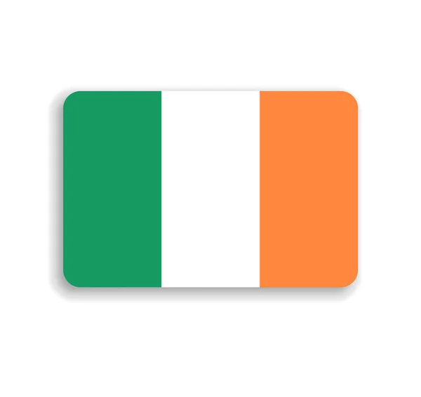 Irlanda Bandiera Rettangolo Vettoriale Piatto Con Angoli Arrotondati Ombra Caduta — Vettoriale Stock