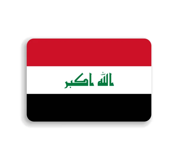 Irácká Vlajka Plochý Vektorový Obdélník Zaoblenými Rohy Vrženým Stínem — Stockový vektor