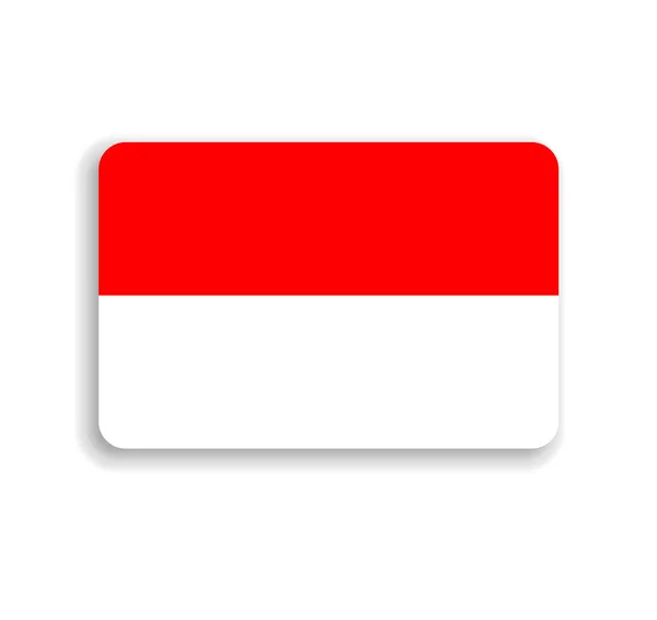 Indonéská Vlajka Plochý Vektorový Obdélník Zaoblenými Rohy Vrženým Stínem — Stockový vektor