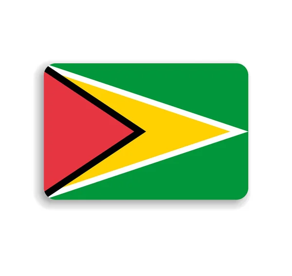 Guyana Flag Flat Vector Rectangle Rounded Corners Dropped Shadow — Stock Vector
