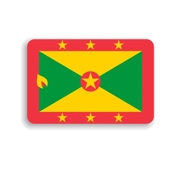 Grenada Flagge Flaches Vektorrechteck Mit Abgerundeten Ecken Und Schlagschatten — Stockvektor
