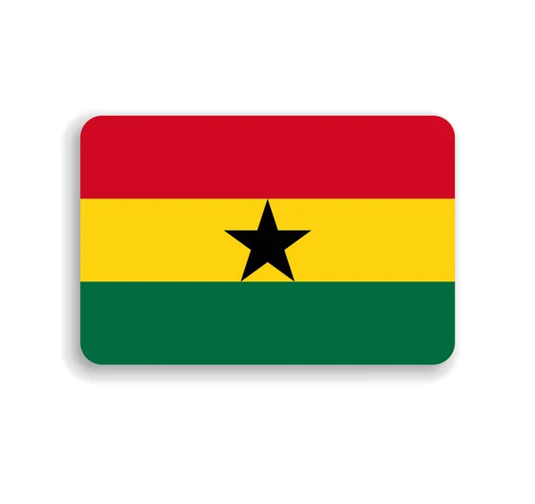 Ghanská Vlajka Plochý Vektorový Obdélník Zaoblenými Rohy Vrženým Stínem — Stockový vektor
