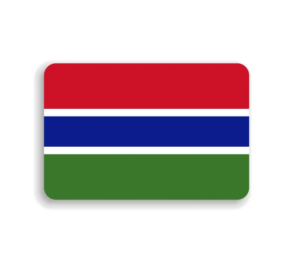 Gambia Vlag Vlakke Vector Rechthoek Met Afgeronde Hoeken Slagschaduw — Stockvector