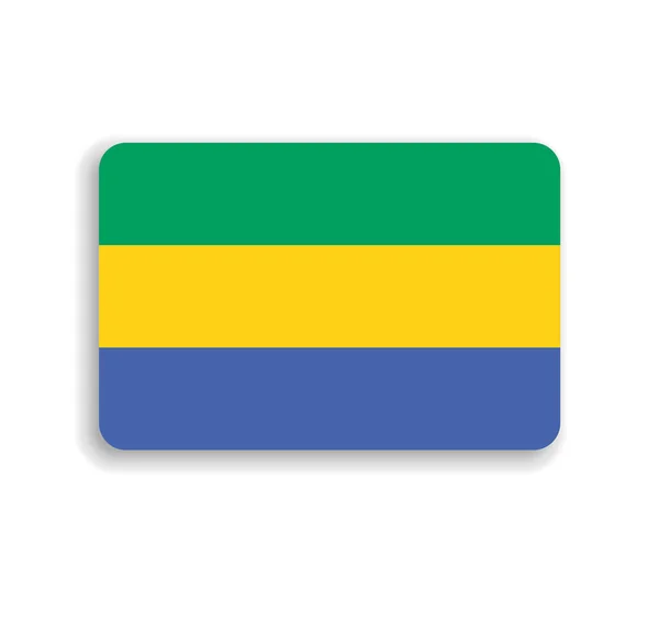 Σημαία Γκαμπόν Επίπεδο Διανυσματικό Ορθογώνιο Στρογγυλεμένες Γωνίες Και Πεσμένη Σκιά — Διανυσματικό Αρχείο