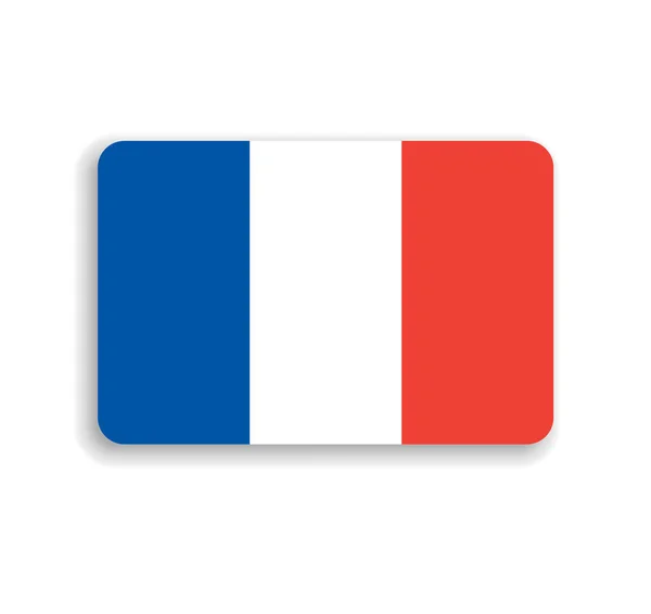 France Flag Flat Vector Rectangle Rounded Corners Dropped Shadow — Stock Vector