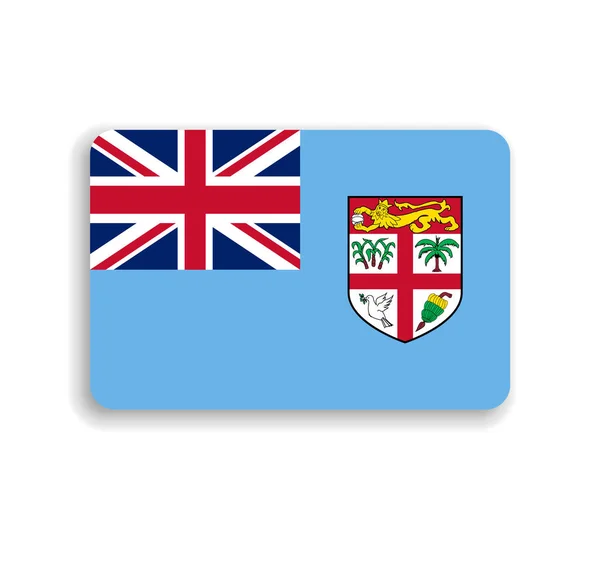 Fidzsi Zászló Lapos Vektor Téglalap Lekerekített Sarkokkal Levetett Árnyékkal — Stock Vector