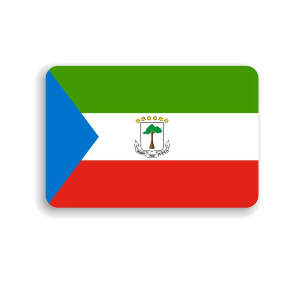 Bandera Guinea Ecuatorial Rectángulo Vectorial Plano Con Esquinas Redondeadas Sombra — Archivo Imágenes Vectoriales