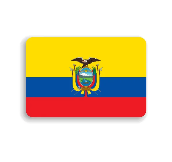 Ecuador Zászló Lapos Vektor Téglalap Lekerekített Sarkokkal Levetett Árnyékkal — Stock Vector