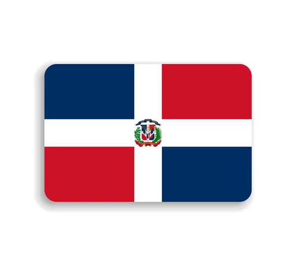 Δομινικανή Δημοκρατία Σημαία Επίπεδη Διάνυσμα Ορθογώνιο Στρογγυλεμένες Γωνίες Και Έπεσε — Διανυσματικό Αρχείο