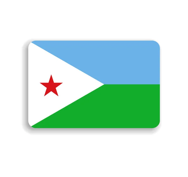 Džibutský Prapor Plochý Vektorový Obdélník Zaoblenými Rohy Vrženým Stínem — Stockový vektor