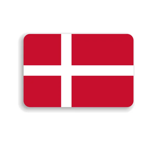 Dánia Zászló Lapos Vektor Téglalap Lekerekített Sarkokkal Levetett Árnyékkal — Stock Vector