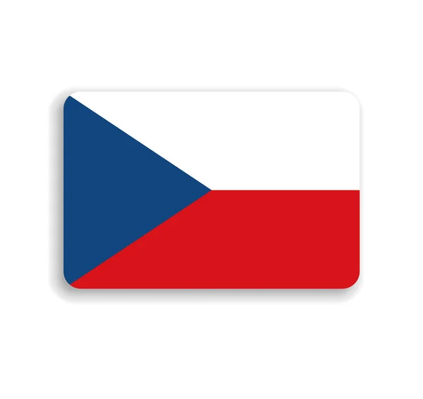 Czech Republic Flag Flat Vector Rectangle Rounded Corners Dropped Shadow — Stock Vector