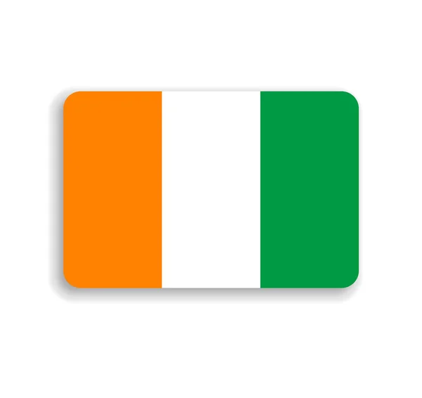 Flaga Wybrzeża Kości Słoniowej Płaski Prostokąt Wektorowy Zaokrąglonymi Rogami Cieniem — Wektor stockowy