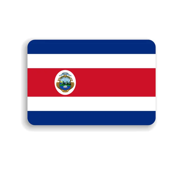 Bandera Costa Rica Rectángulo Vectorial Plano Con Esquinas Redondeadas Sombra — Vector de stock