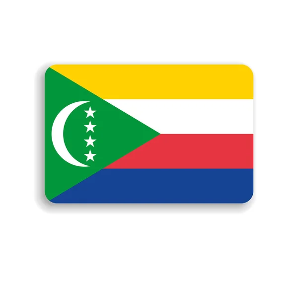 Σημαία Κομορών Επίπεδο Διανυσματικό Ορθογώνιο Στρογγυλεμένες Γωνίες Και Σκιά — Διανυσματικό Αρχείο