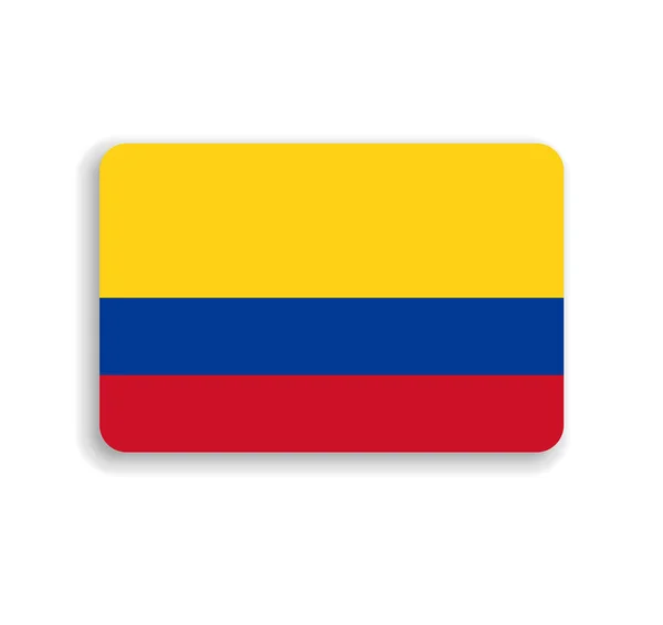 コロンビアの旗 丸みを帯びた角とドロップシャドウのフラットベクトル長方形 — ストックベクタ