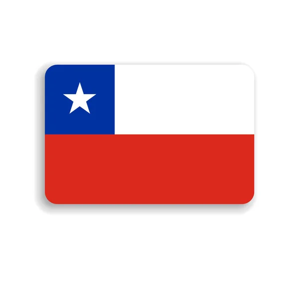 Bandera Chile Rectángulo Vectorial Plano Con Esquinas Redondeadas Sombra Caída — Vector de stock