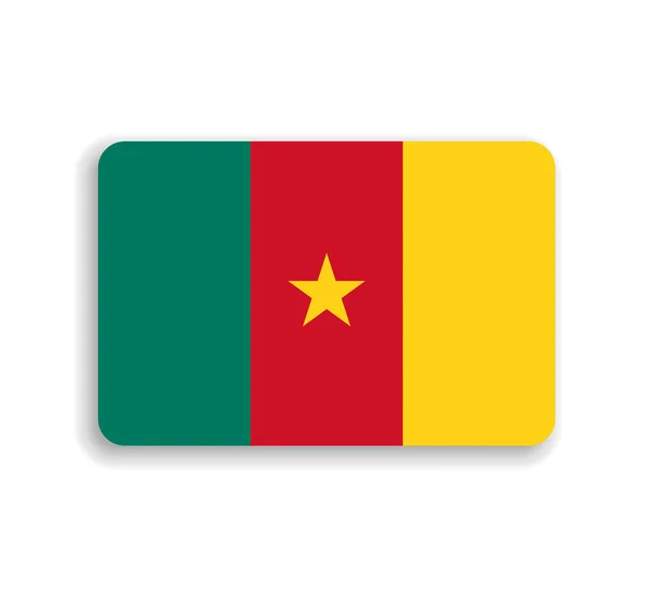 喀麦隆国旗平面矢量矩形 圆角和投下的阴影 — 图库矢量图片