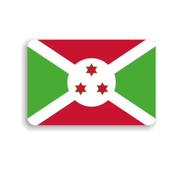 stock vector Burundi flag - flat vector rectangle with rounded corners and dropped shadow.