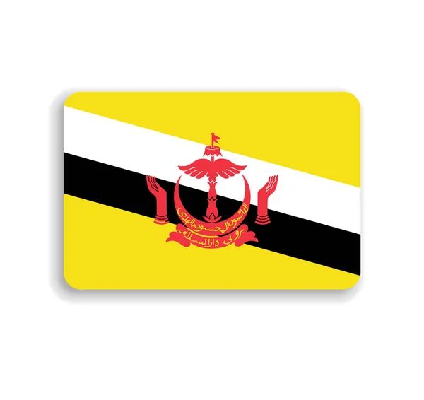 Brunei Vlag Vlakke Vectorrechthoek Met Afgeronde Hoeken Vallende Schaduw — Stockvector