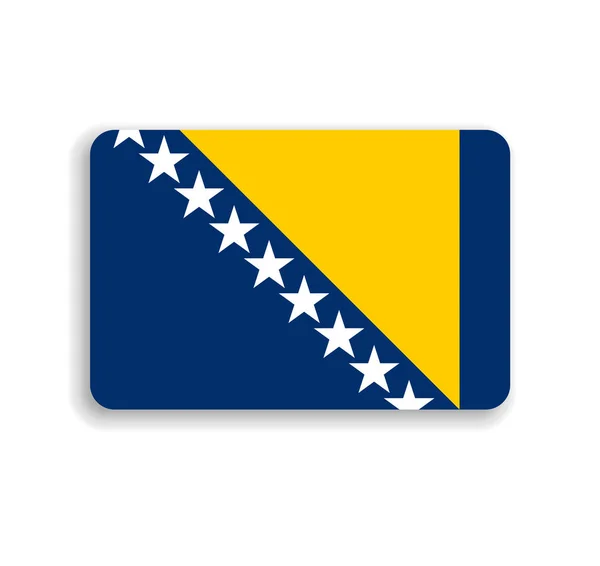 Bosnia Herzegovina Flag Flat Vector Rectangle Rounded Corners Dropped Shadow — Stock Vector