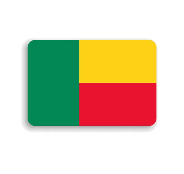 Bandera Benín Rectángulo Vectorial Plano Con Esquinas Redondeadas Sombra Caída — Archivo Imágenes Vectoriales
