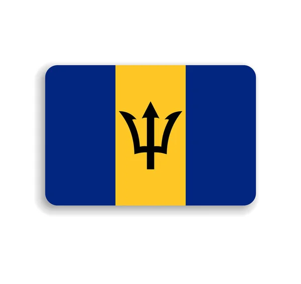 Barbados Flag Plochý Vektorový Obdélník Zaoblenými Rohy Vrženým Stínem — Stockový vektor