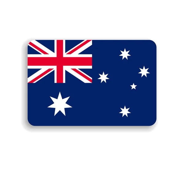 Флаг Австралии Плоский Векторный Прямоугольник Закругленными Углами Отброшенной Тенью — стоковый вектор