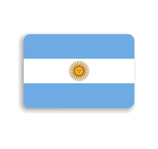Drapeau Argentine Rectangle Vectoriel Plat Avec Coins Arrondis Ombre Portée — Image vectorielle