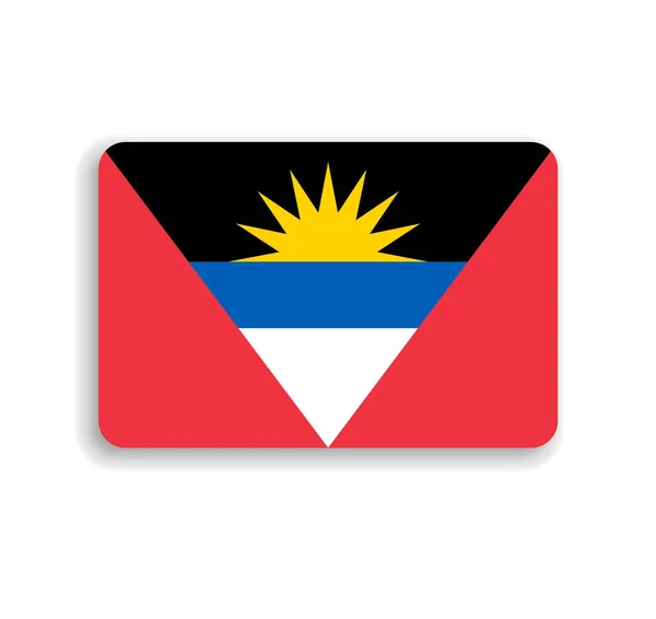 Antigua Barbuda Flag Flat Vector Rectangle Rounded Corners Dropped Shadow — Stock Vector