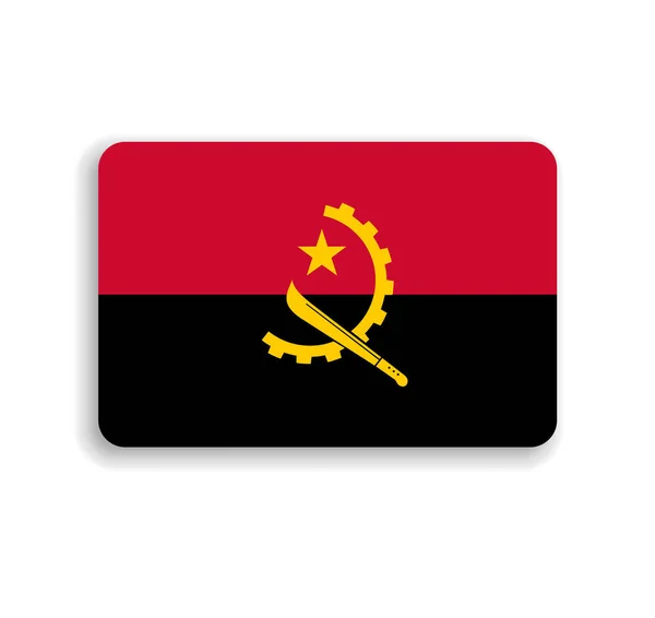 Bandera Angola Rectángulo Vectorial Plano Con Esquinas Redondeadas Sombra Caída — Vector de stock