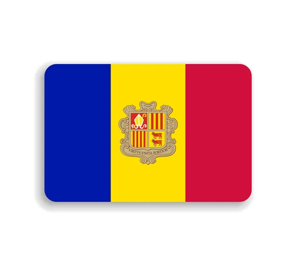 Σημαία Ανδόρρας Επίπεδο Διανυσματικό Ορθογώνιο Στρογγυλεμένες Γωνίες Και Σκιά — Διανυσματικό Αρχείο