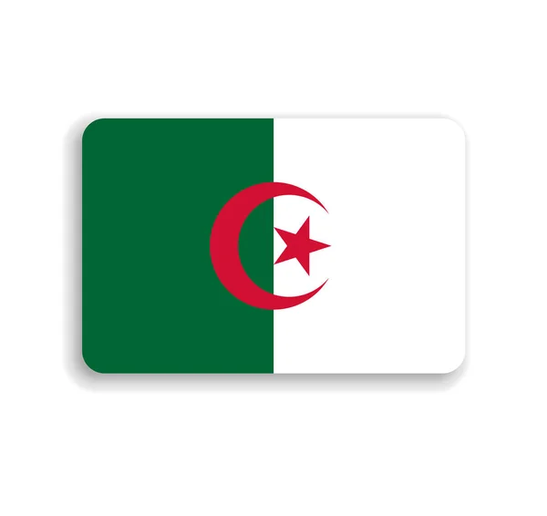 Bandera Argelia Rectángulo Vectorial Plano Con Esquinas Redondeadas Sombra Caída — Vector de stock