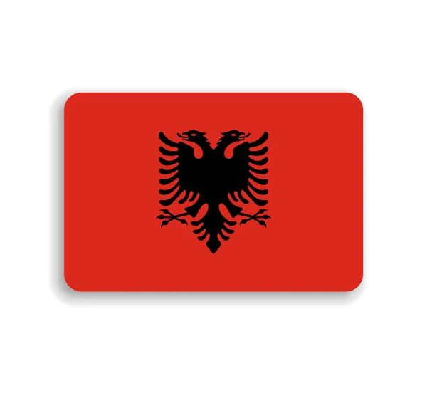 Albania Flag Flat Vector Rectangle Rounded Corners Dropped Shadow — Stock Vector