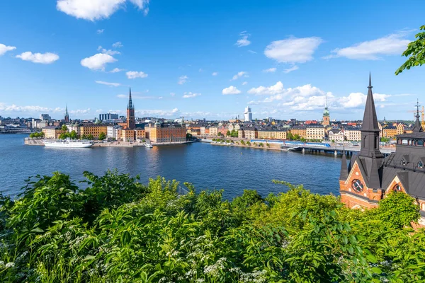 Stockholmspanorama Solig Dag Från Monteliusvagens Synvinkel Sverige — Stockfoto