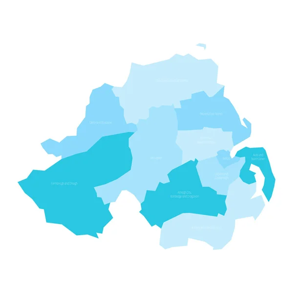 Distretti Dell Irlanda Del Nord Mappa Vettoriale Blu Con Etichette — Vettoriale Stock