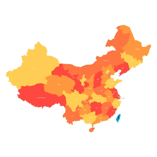 Mapa Polityczna Tajwanu Chin Oba Kraje Mają Podział Administracyjny Różnych — Wektor stockowy