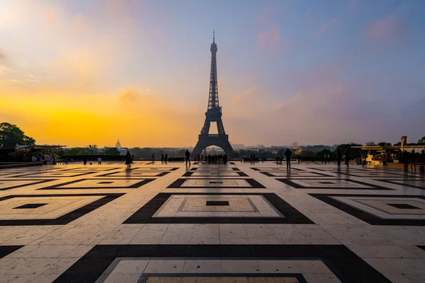 Eiffel Tower French Tour Eiffel Silhouette Dawn View Trocadero Square — Stock Photo, Image