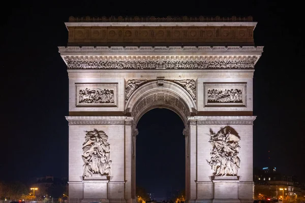 Arc Triomphe Etoile Szczycie Bulwaru Champs Elysees Nocą Paryż Francja — Zdjęcie stockowe