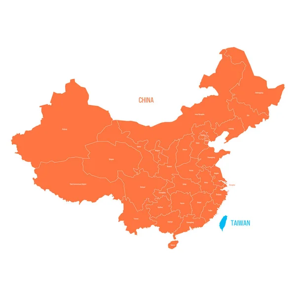 Carte Politique Taiwan Chine Les Deux Pays Ont Des Divisions — Image vectorielle