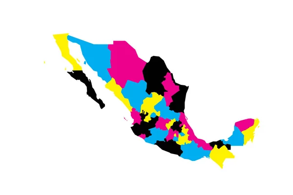Mexico Political Map Administrative Divisions States Mexico City Blank Vector — Stock Vector