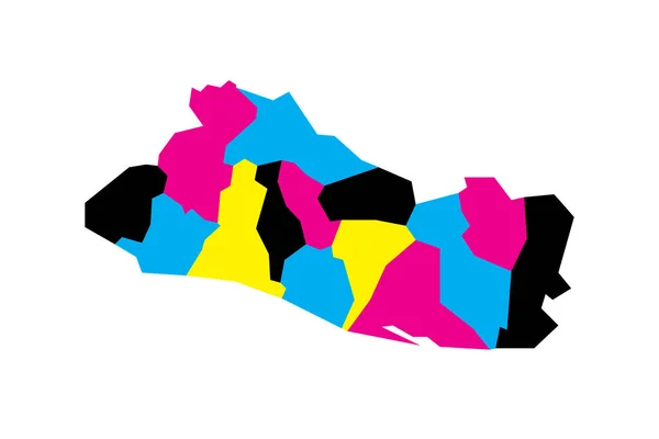 Salvador Politische Landkarte Der Verwaltungseinheiten Departements Leere Vektorkarte Cmyk Farben — Stockvektor