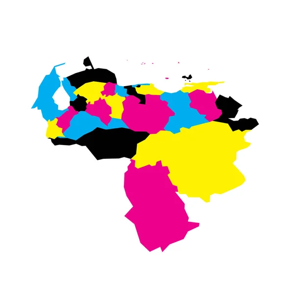 Mappa Politica Venezuelana Delle Divisioni Amministrative Stati Distretto Capitale Dipendenze — Vettoriale Stock
