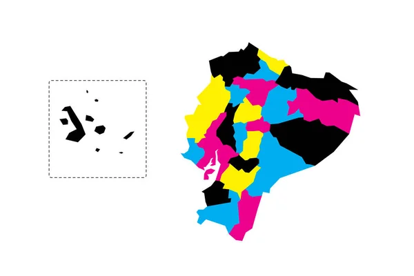 Ecuador Politische Landkarte Der Verwaltungseinheiten Provinzen Leere Vektorkarte Cmyk Farben — Stockvektor