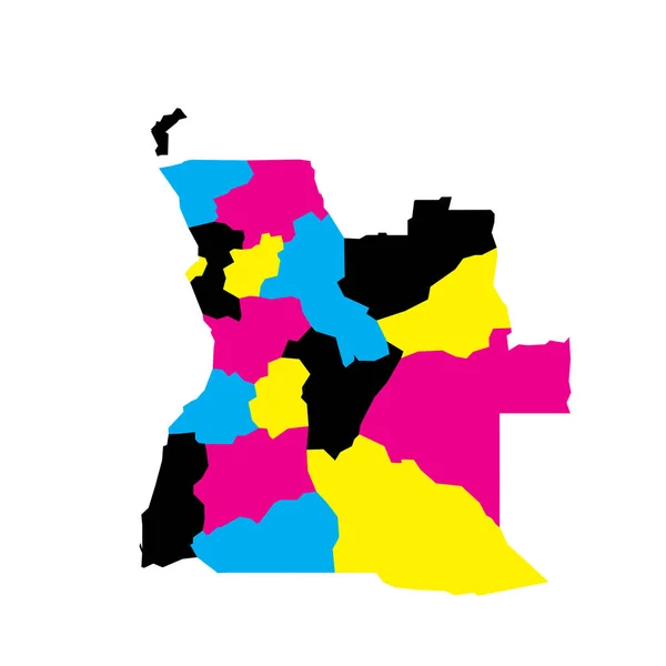 Angola Politische Landkarte Der Administrativen Teilungen Provinzen Leere Vektorkarte Cmyk — Stockvektor