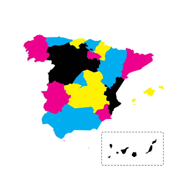 Ισπανία Πολιτικό Χάρτη Διοικητικών Διαιρέσεων Αυτόνομες Κοινότητες Και Αυτόνομες Πόλεις — Διανυσματικό Αρχείο