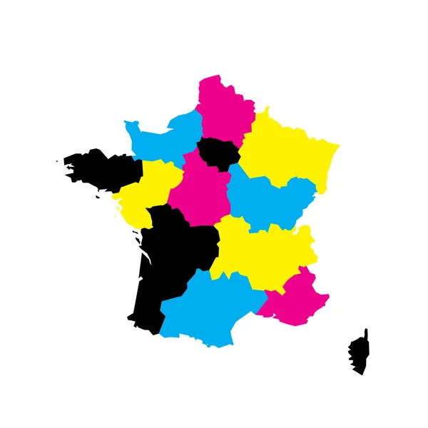 Политическая Карта Административных Единиц Франции Регионов Пустая Векторная Карта Цветах — стоковый вектор
