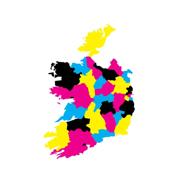 Ireland Political Map Administrative Divisions Counties Cities Blank Vector Map — Stock Vector