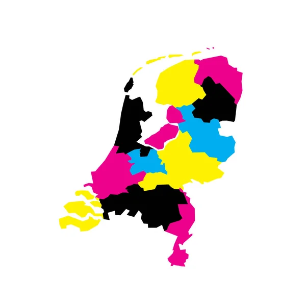 Niederländische Politische Landkarte Der Verwaltungseinheiten Provinzen Leere Vektorkarte Cmyk Farben — Stockvektor